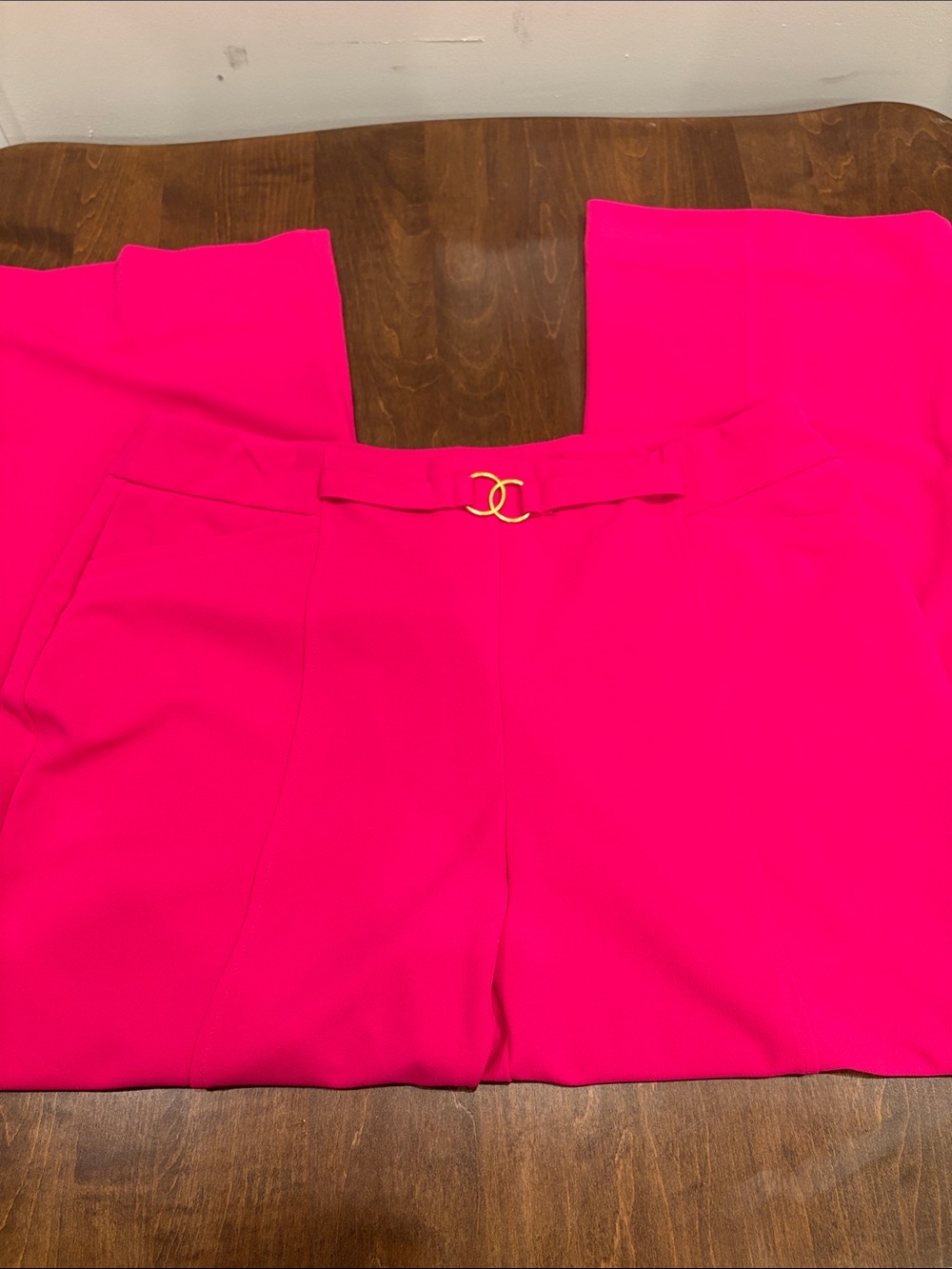SOHO Apparel Pink Dress Pants with Gold Accent
